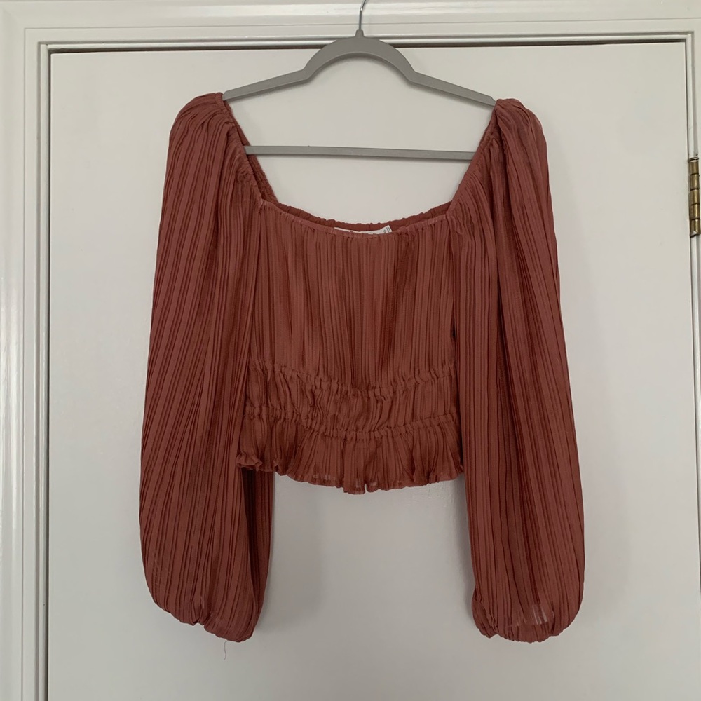 Astr Pleated Blouse in Terracotta